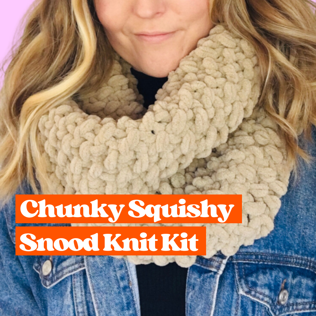 chenille super chunky snood knitting kit - seed stitch