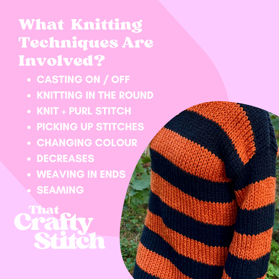 chunky stripe jumper dress knitting kit | beginner friendly knit kit | stripe jumper dress knit kit