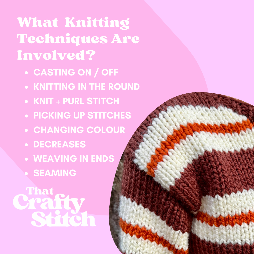 Stripe Caitlin jumper knitting kit | confident beginner knit kit | sweater knitting kit