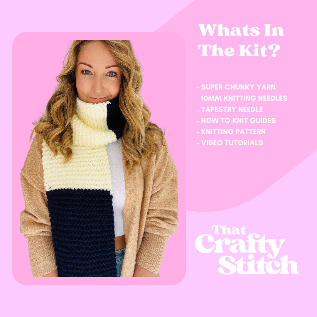 Beginner stripe scarf knit kit