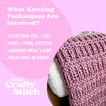 Chunky Hurdle Stitch Blanket Knitting Pattern | Digital Knitting Pattern | Beginner Friendly