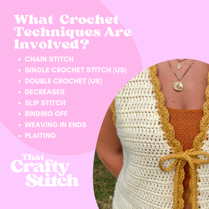 Crochet pattern - The Hallie Tie Front Top | Digital crochet pattern | beginner friendly pattern | tie front top crochet pattern