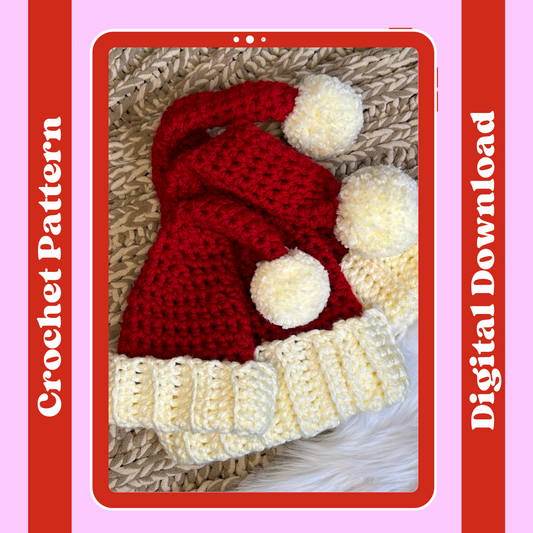 Santa hat crochet pattern | chunky santa hat - crochet