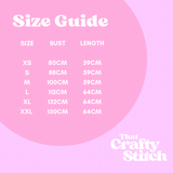 Knitting size guide for Ella vest 