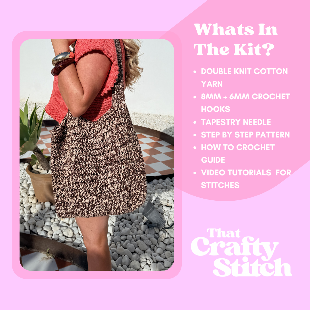 Crochet beach bag kit | beginner friendly crochet kit | double knit crochet bag | DIY kit