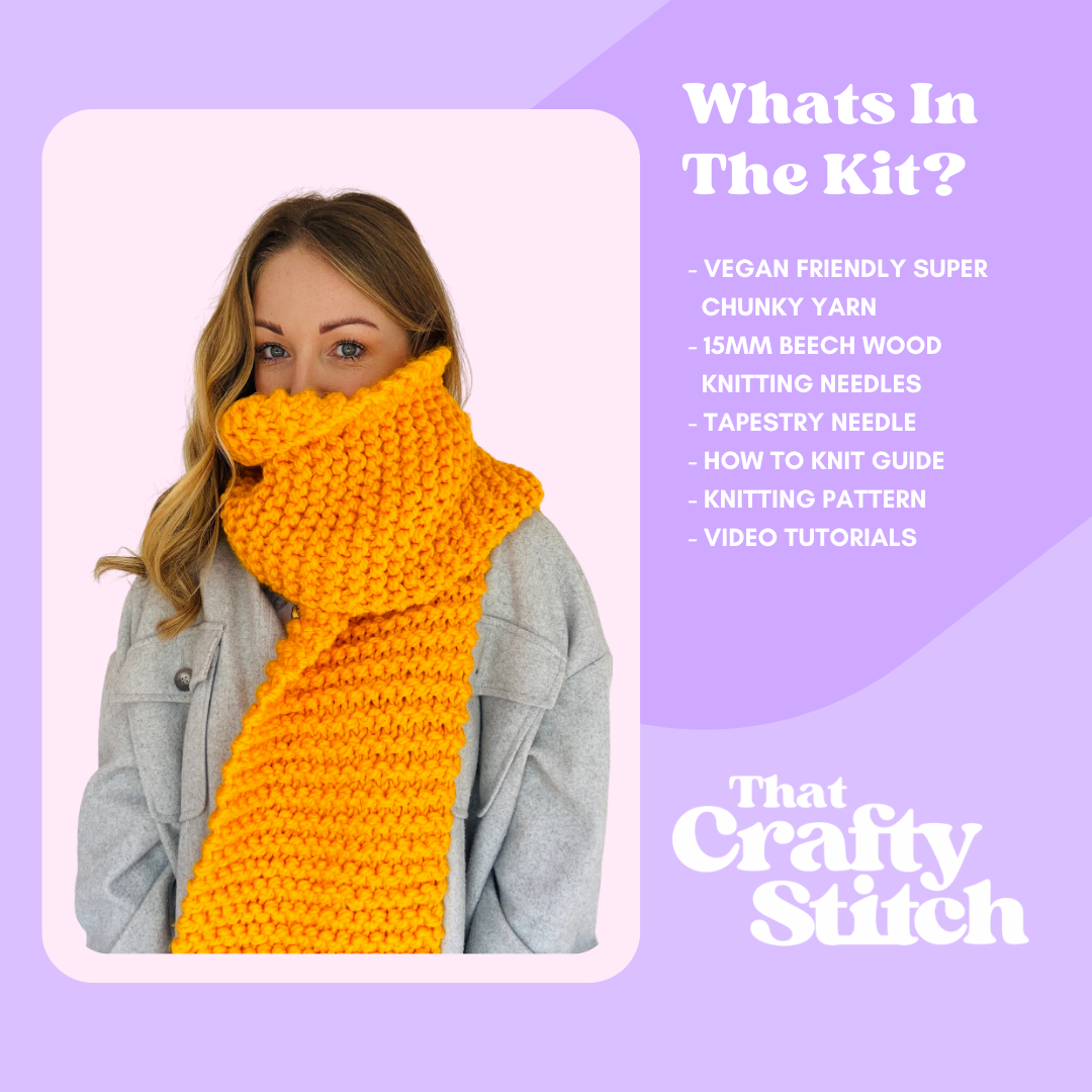 KNITTING KIT - Chunky Knit Stitch Scarf