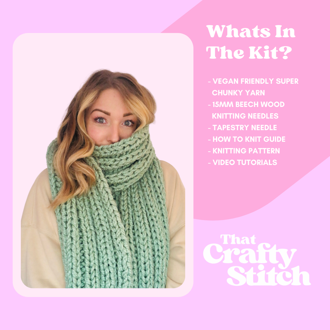 beginner friendly chunky scarf knit kit