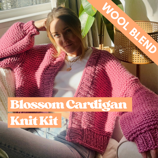 beginner cardigan wool blend knitting kit
