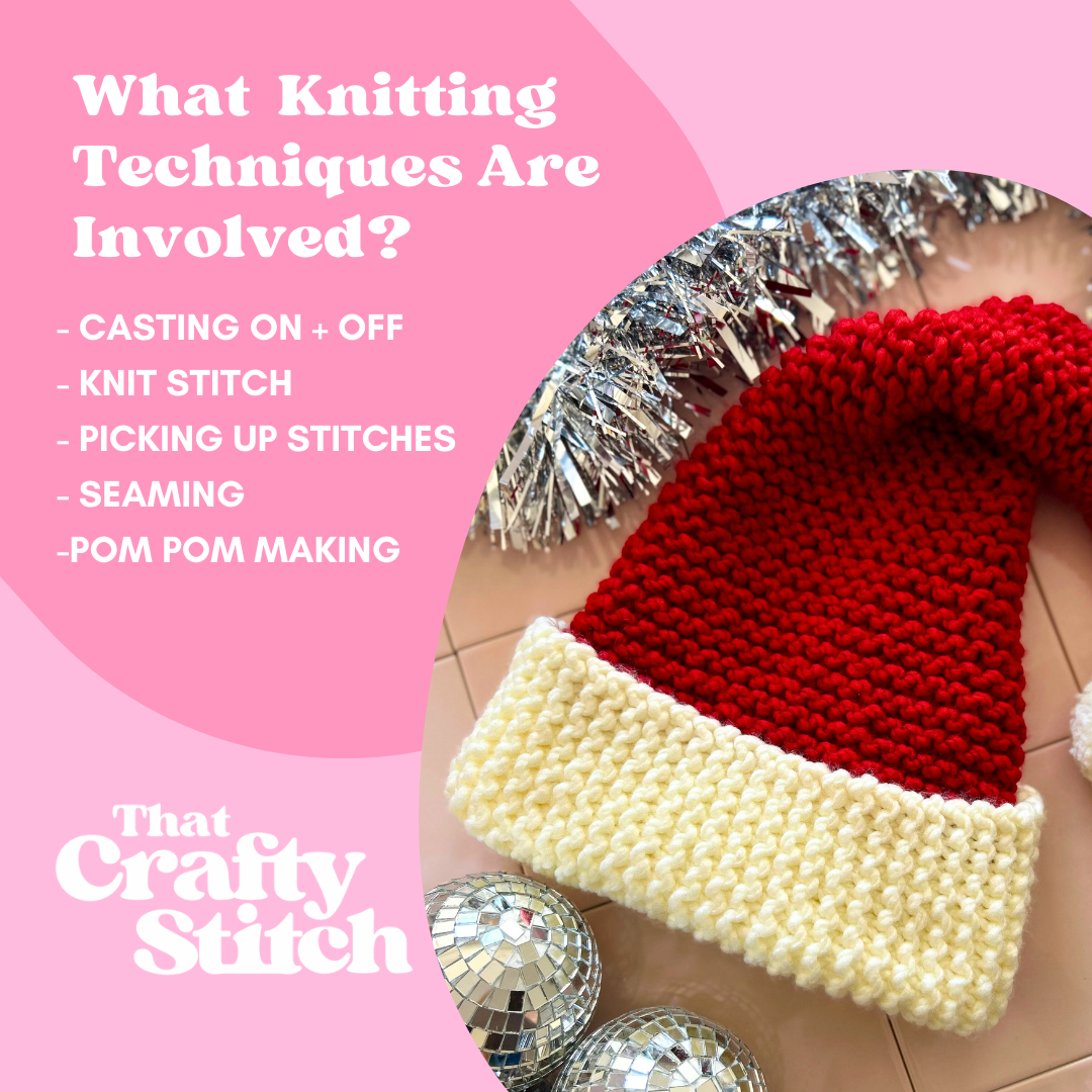 Chunky santa hat knitting pattern | easy Santa hat | giant data hat knitting pattern | digital download