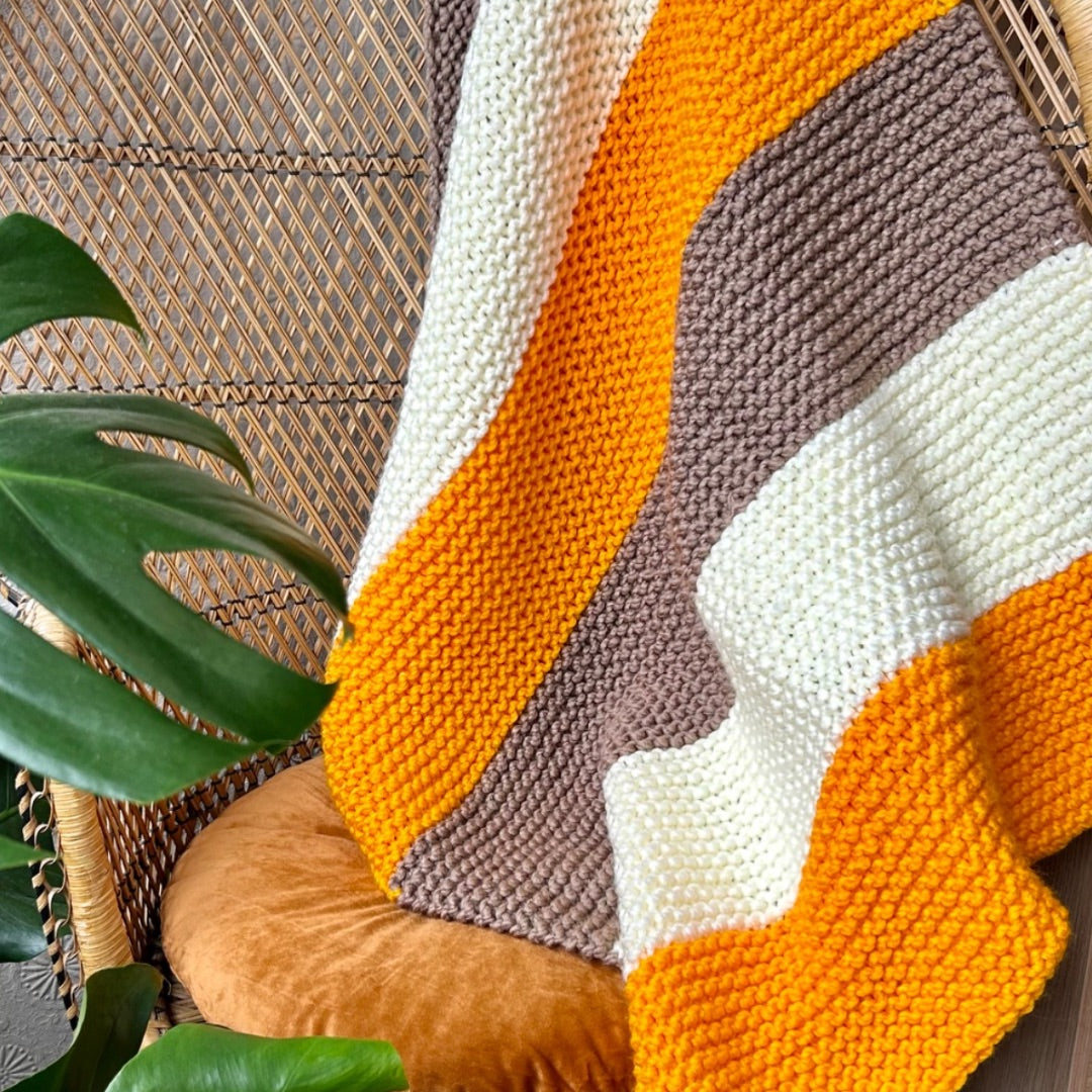 KNITTING PATTERN Striped Blanket Beginner Digital Pattern