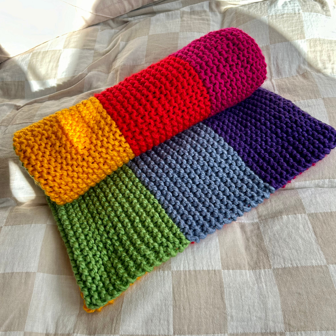 rainbow striped blanket knit kit