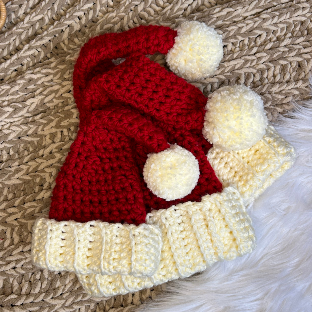 Crochet Santa hat kit, chunky crochet Santa hat