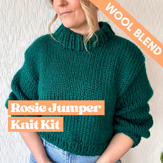 Wool blend chunky cropped jumper knit kit | beginner friendly knitting kit