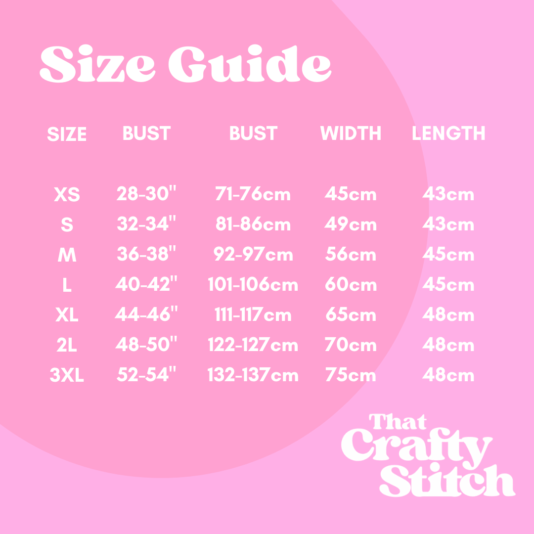 beginner jumper digital knitting pattern - size guide