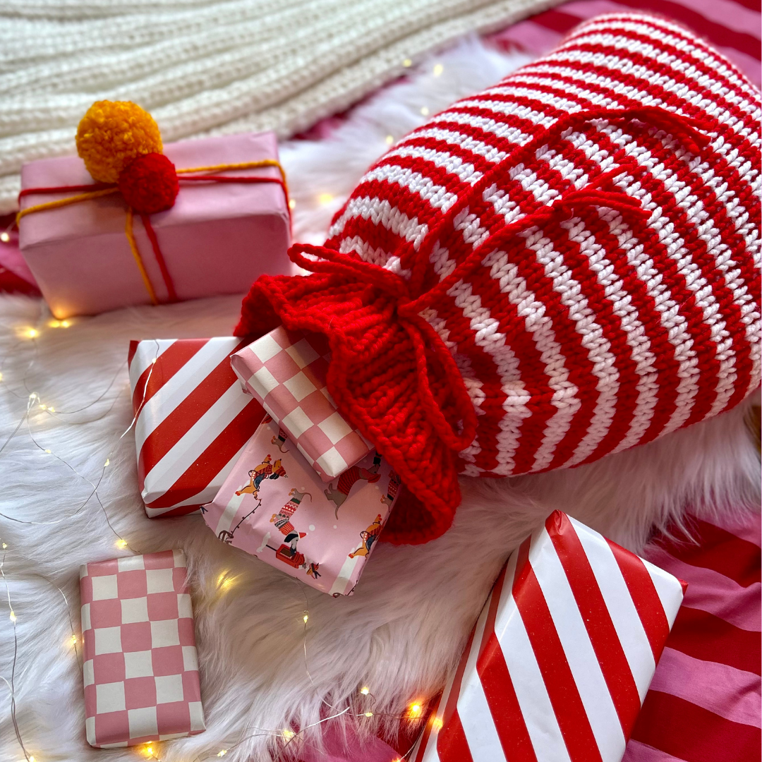 Knitting Pattern - Striped Santa Sack