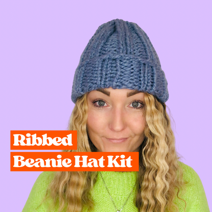 ribbed beanie hat knit kit