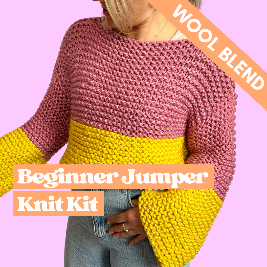 wool blend chunky beginner jumper knit kit