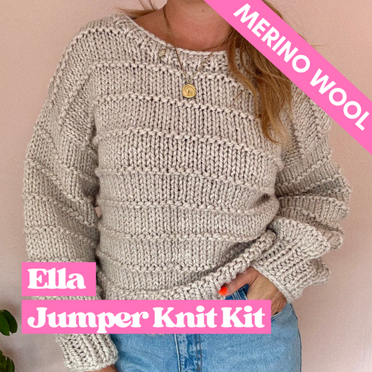 The Ella Jumper Merino wool knitting kit | beginner friendly chunky jumper knit kit | premium merino wool DIY knitting kit