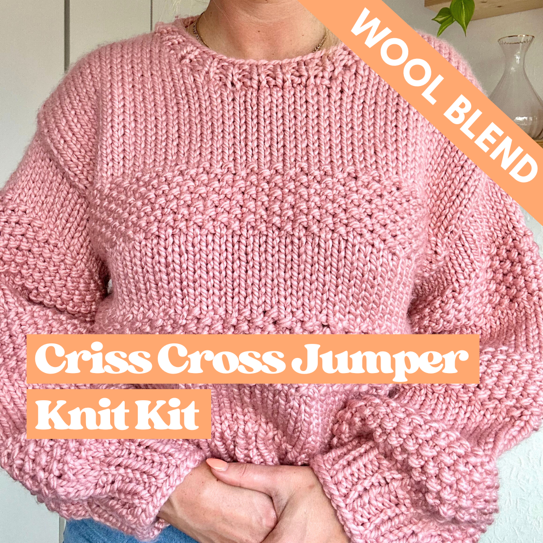 wool blend chunky seed stitch jumper knitting kit 