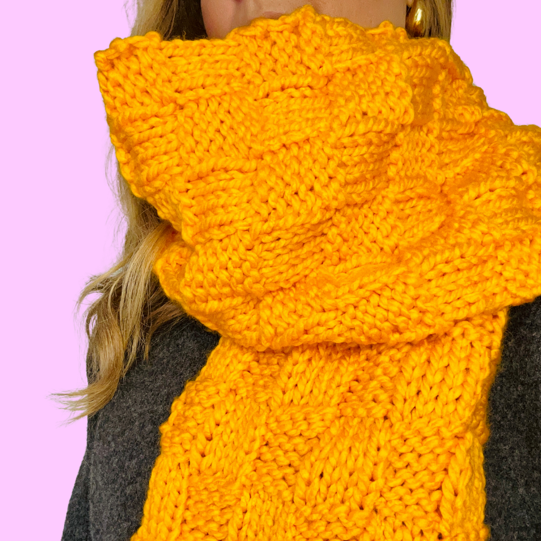 beginner friendly basket stitch scarf knit kit
