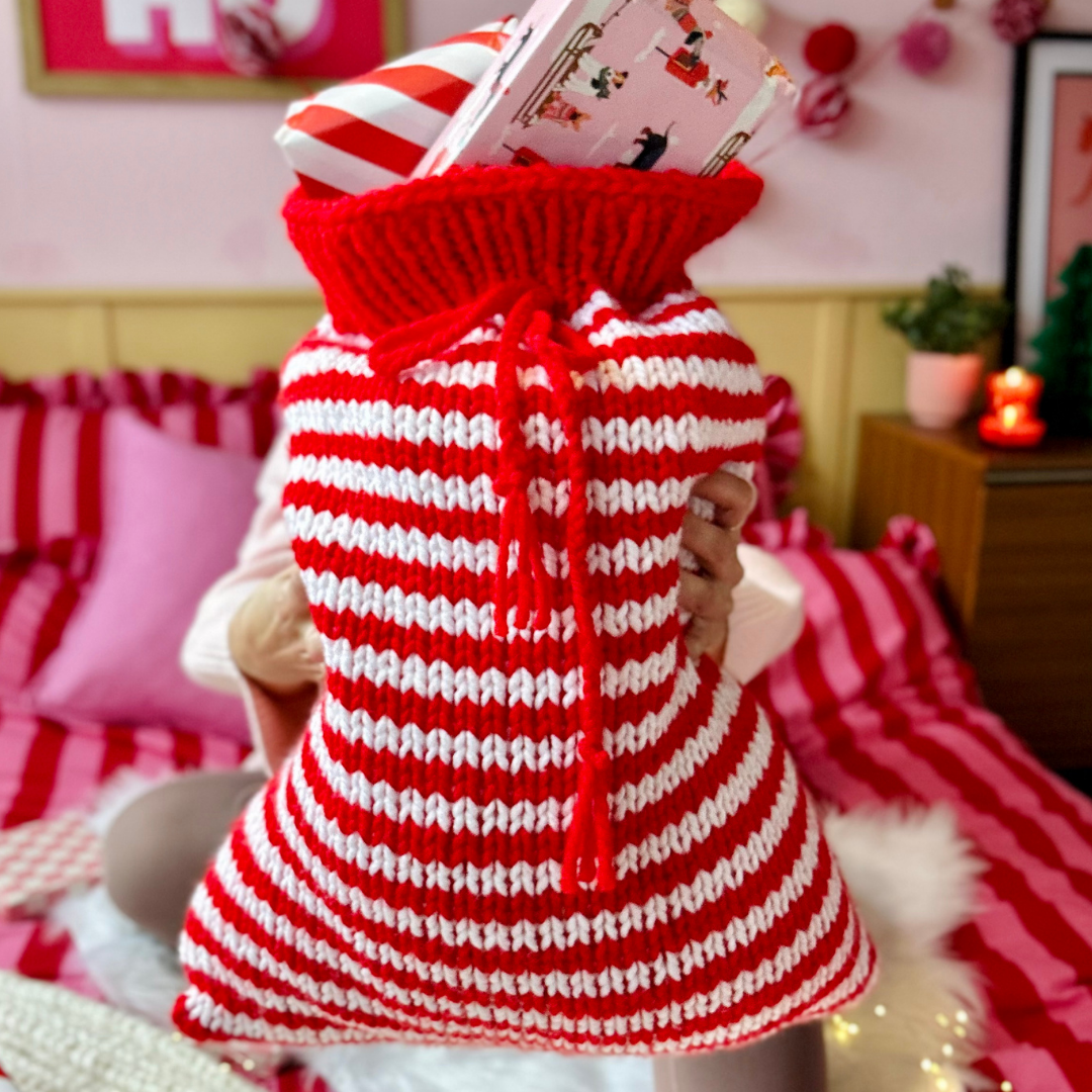 stripe Santa sack knit kit