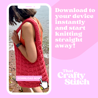 digital knitting pattern | chunky beach bag knitting pattern | beginner friendly