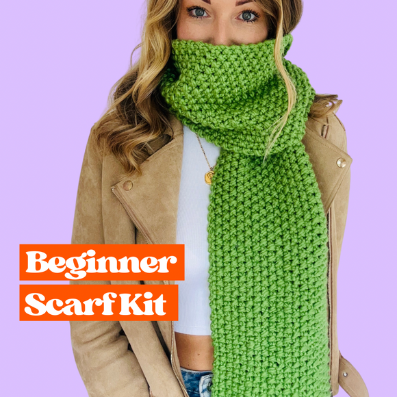 seed stitch beginner scarf knit kit