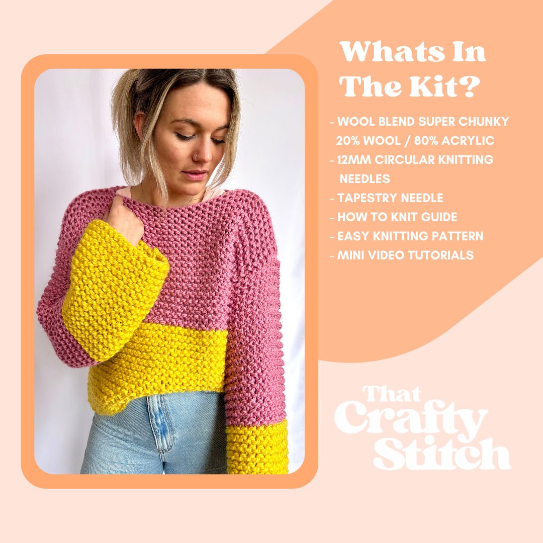 wool blend chunky beginner jumper knit kit