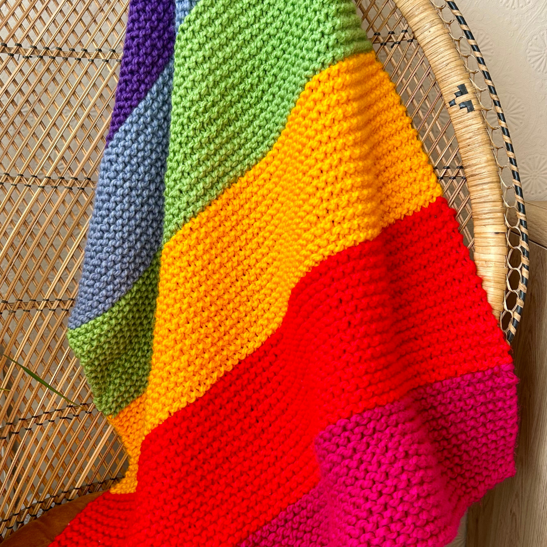 rainbow striped blanket knit kit