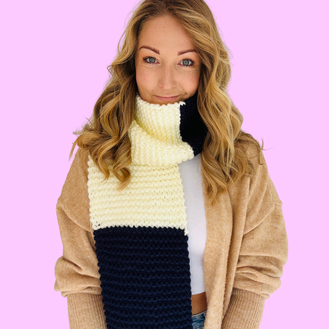 beginner stripe scarf knit kit