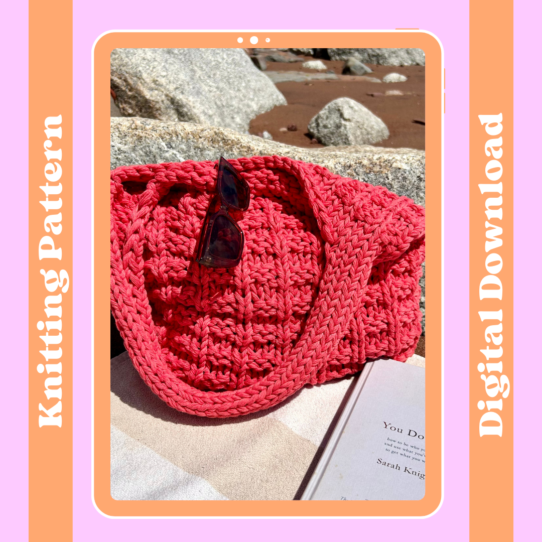 digital knitting pattern | chunky beach bag knitting pattern | beginner friendly