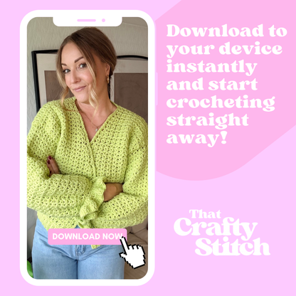 Ivy cardigan crochet pattern | digital crochet pattern | slouchy cardi with ruffle cuffs | easy crochet pattern