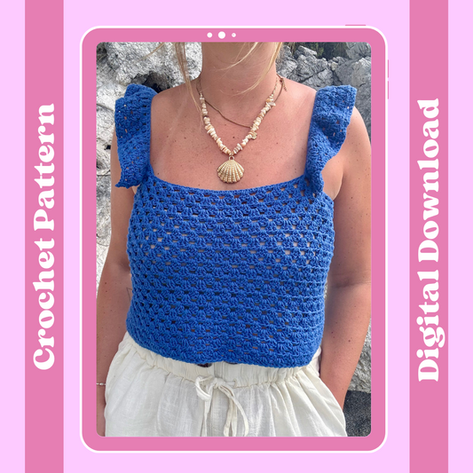Summer crochet top pattern | digital crochet pattern | confident beginner level | Santorini Shell Top Pattern