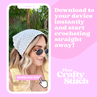 Anna Bandana Crochet Pattern | digital crochet pattern | scandi style bandana | croche tutorial