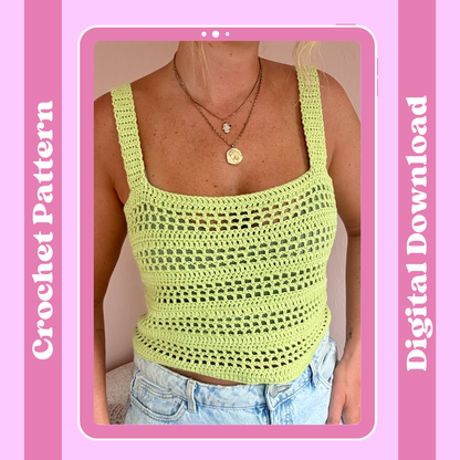 Capri Cami Digital Crochet Pattern | digital pattern | beginner friendly crochet pattern | summer cami top