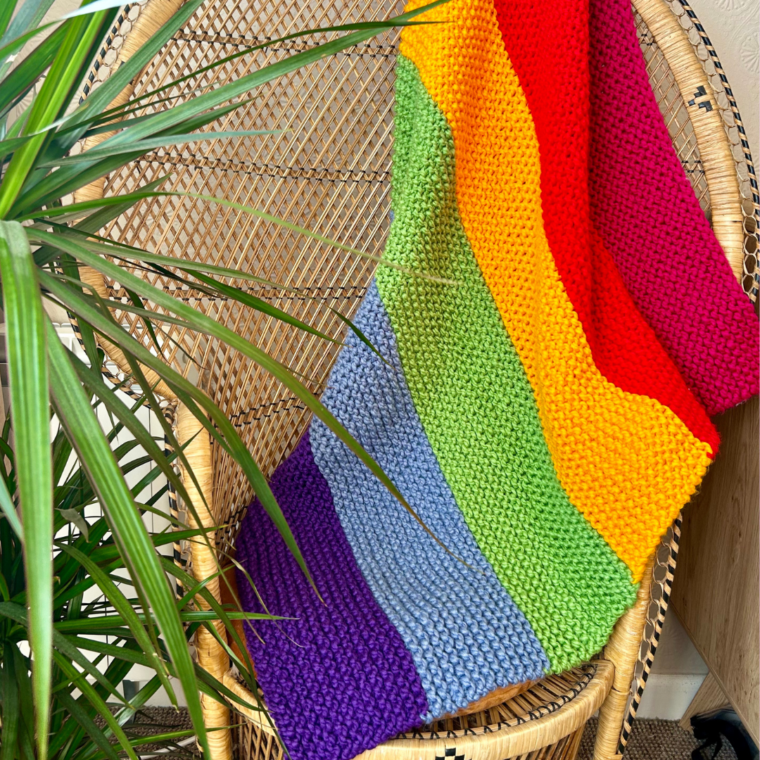 rainbow striped blanket knit kit