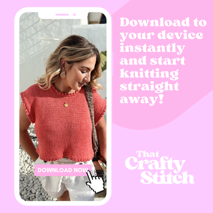 The Maddie Tee - Summer knit pattern | double knit cotton tee pattern | digital knitting pattern | intermediate level knit