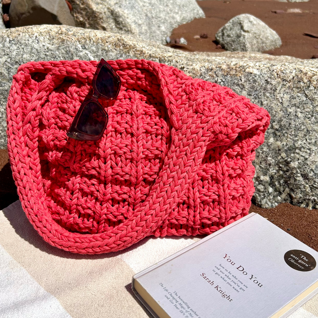 digital knitting pattern | chunky beach bag knitting pattern | beginner friendly