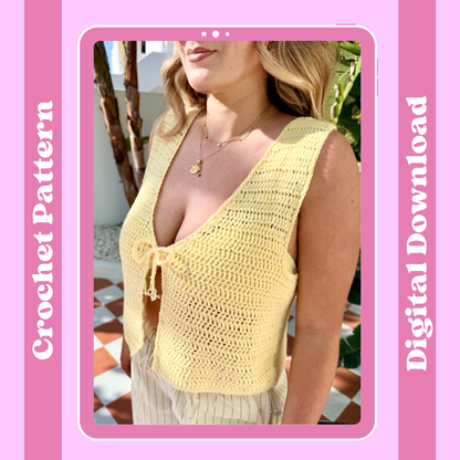the dani tie top pattern | summer crochet pattern | digital download | tie front top pattern 