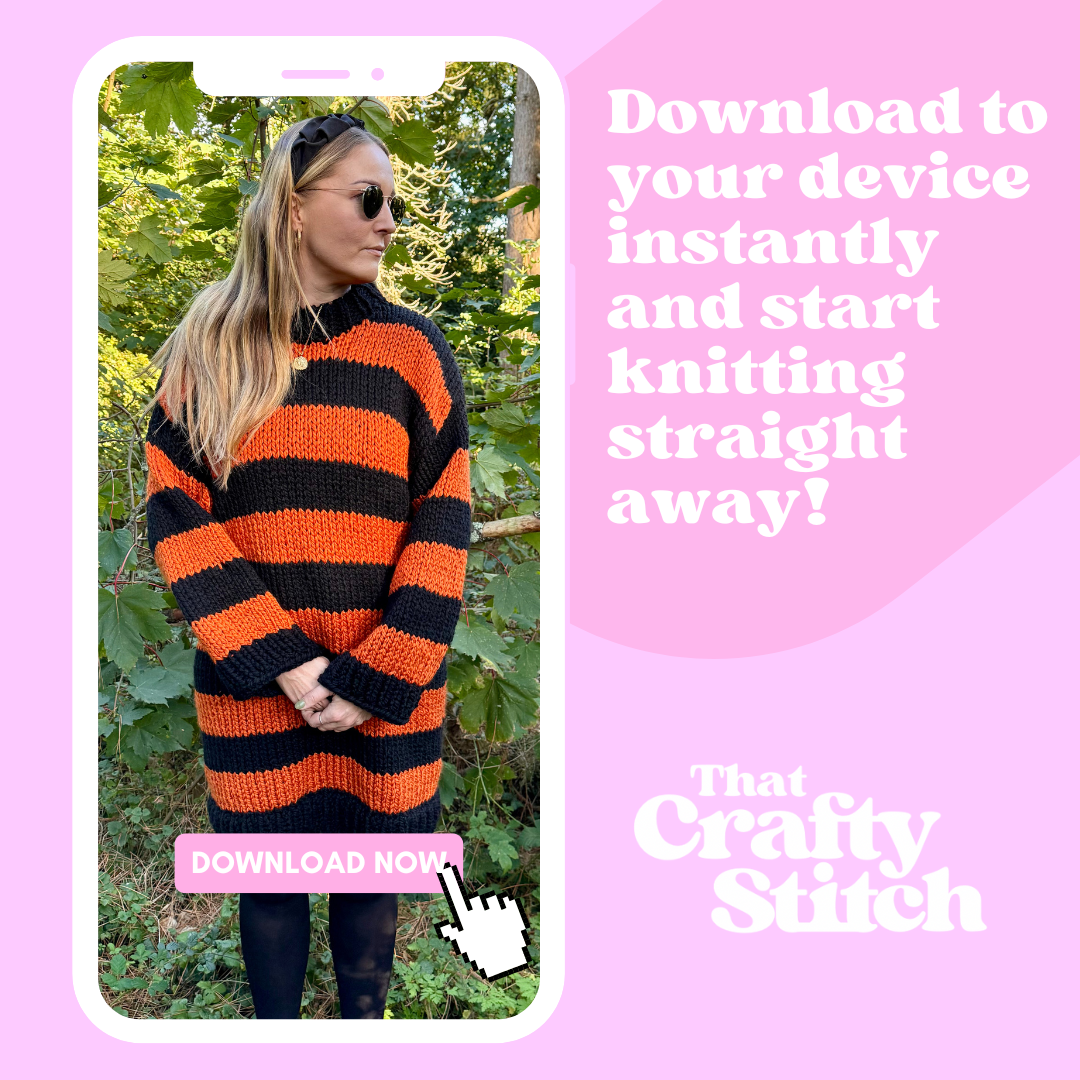 Stripe jumper dress knitting pattern | digital knitting pattern PDF | chunky jumper dress knitting pattern