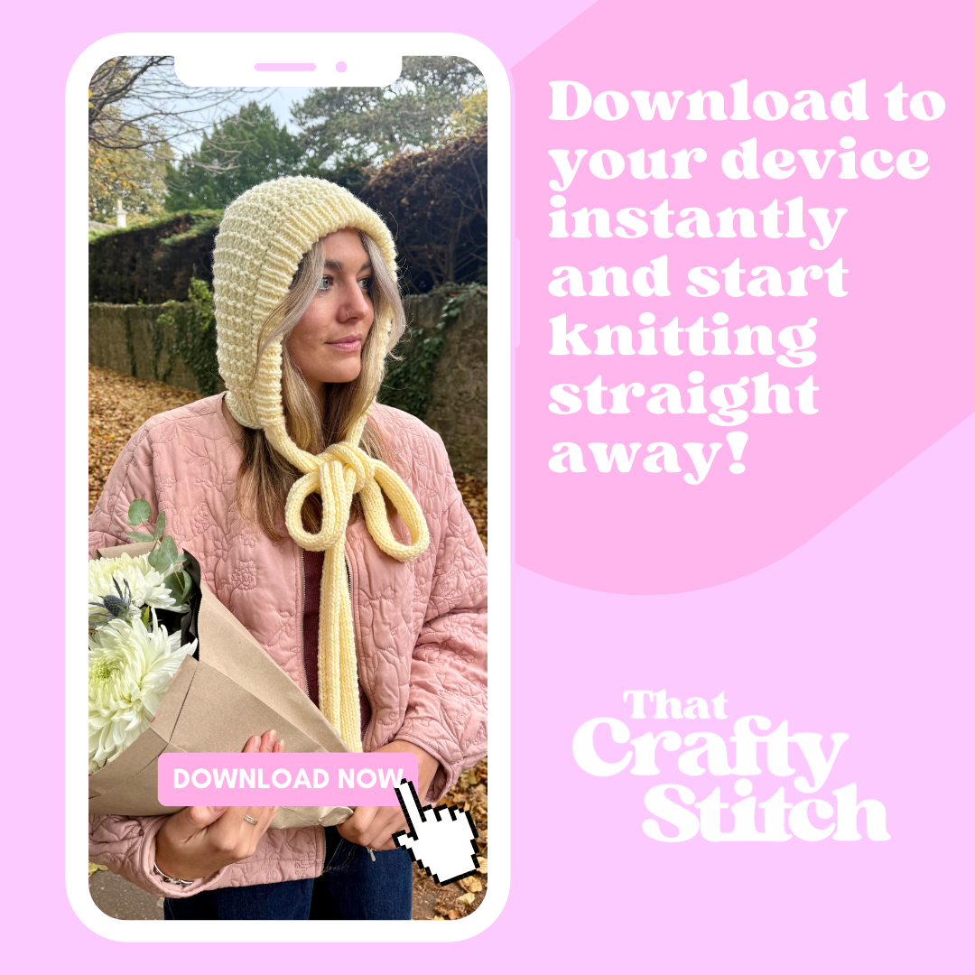 digital knitting pattern - hurdle stitch bonnet | knitting pattern | bonnet knit pattern | beginner friendly knitting pattern