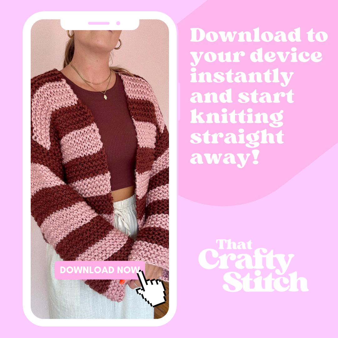 Stripe beginner jumper knitting pattern | beginner friendly | digital download knitting pattern