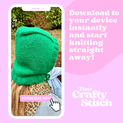Knitted hood digital pattern | confident beginner intermediate level knitting pattern | digital knitting pattern