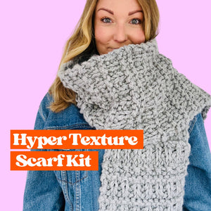 Textured Tundra Scarf Kit Natural + Charcoal / 2 Skeins Each + Pattern