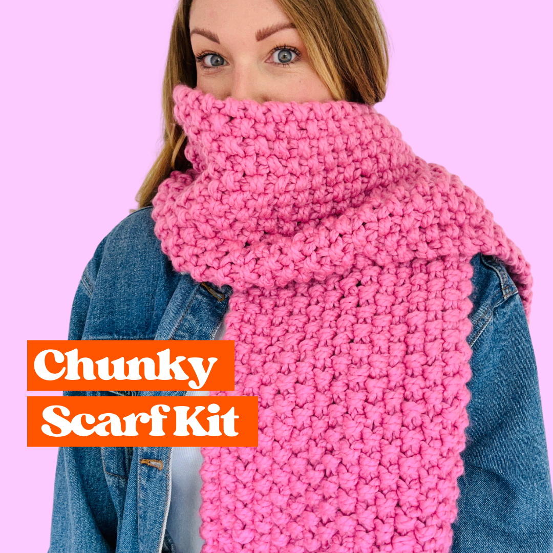 chunky seed stitch scarf knit kit