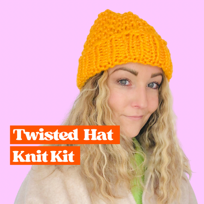 Beginner friendly beanie hat knit kit