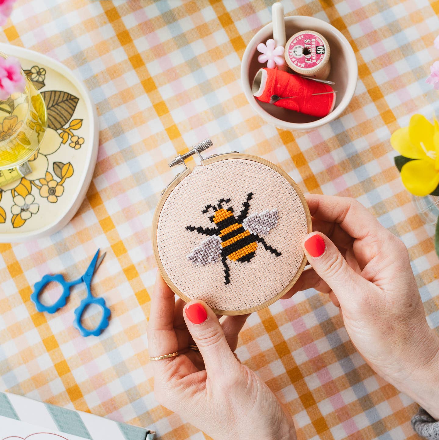 Cotton Clara cross stitch kit - bee