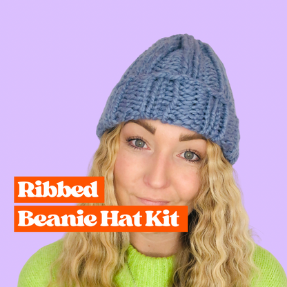 ribbed beanie hat knitting kit