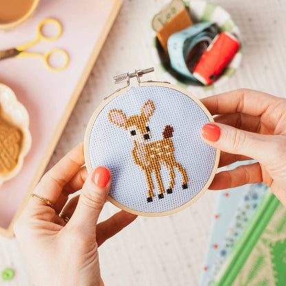 Cotton Clara cross stitch kit - deer