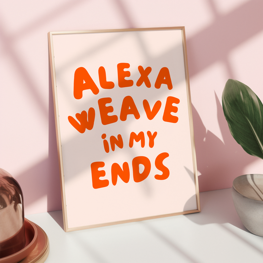 Alexa weave in my ends digital art print peach red